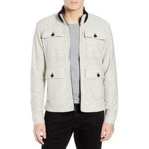 Tunellus Men's Full Zip Sweater Jacket 4 Pocket Jacket In Cream Size L $170